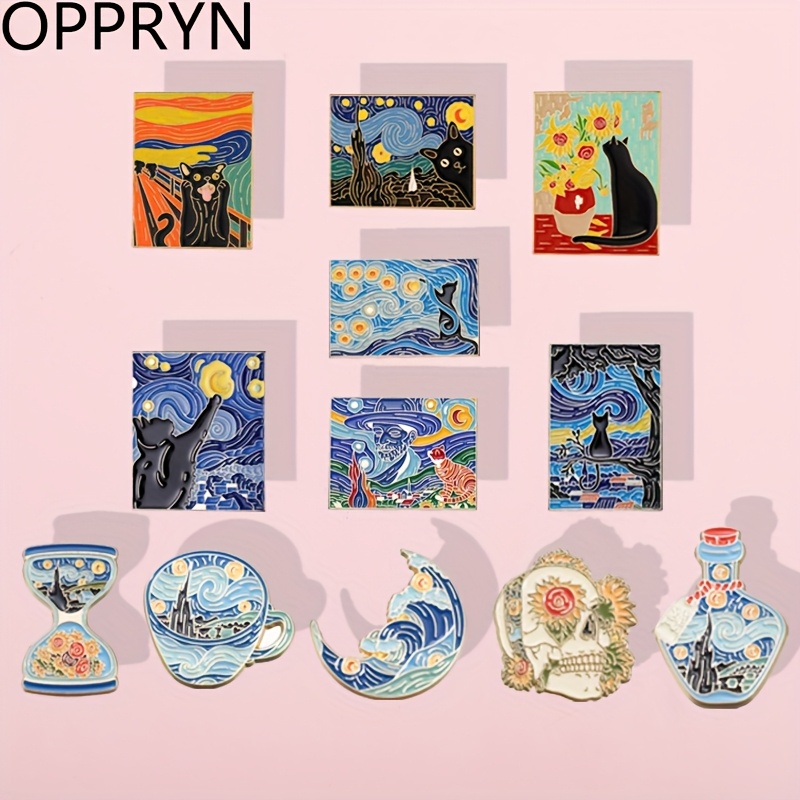 12pcs   cat oil painting brooch   brooch men and women universal metal   needle clothing backpack accessories small gift