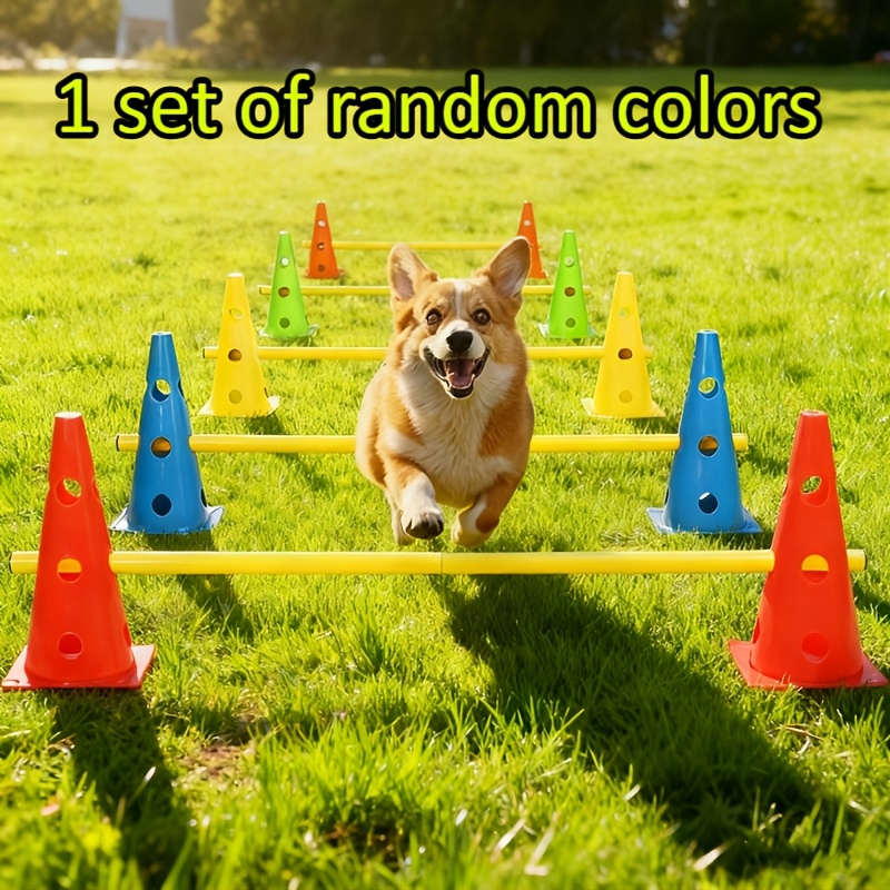 E-shop Höhenverstellbares Hundetrainingsset - Langlebige PVC-Agility-Hürde, inklusive 2 Hindernisbahn-Gewichten. Ideal zur Förderung von Beweglichkeit,