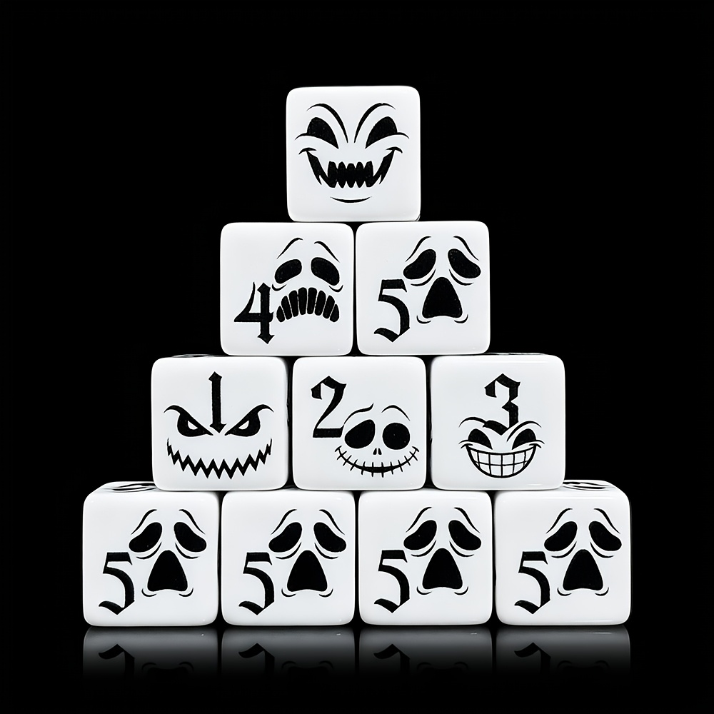 6pcs Halloween Grimace Face Pattern D6 Dice