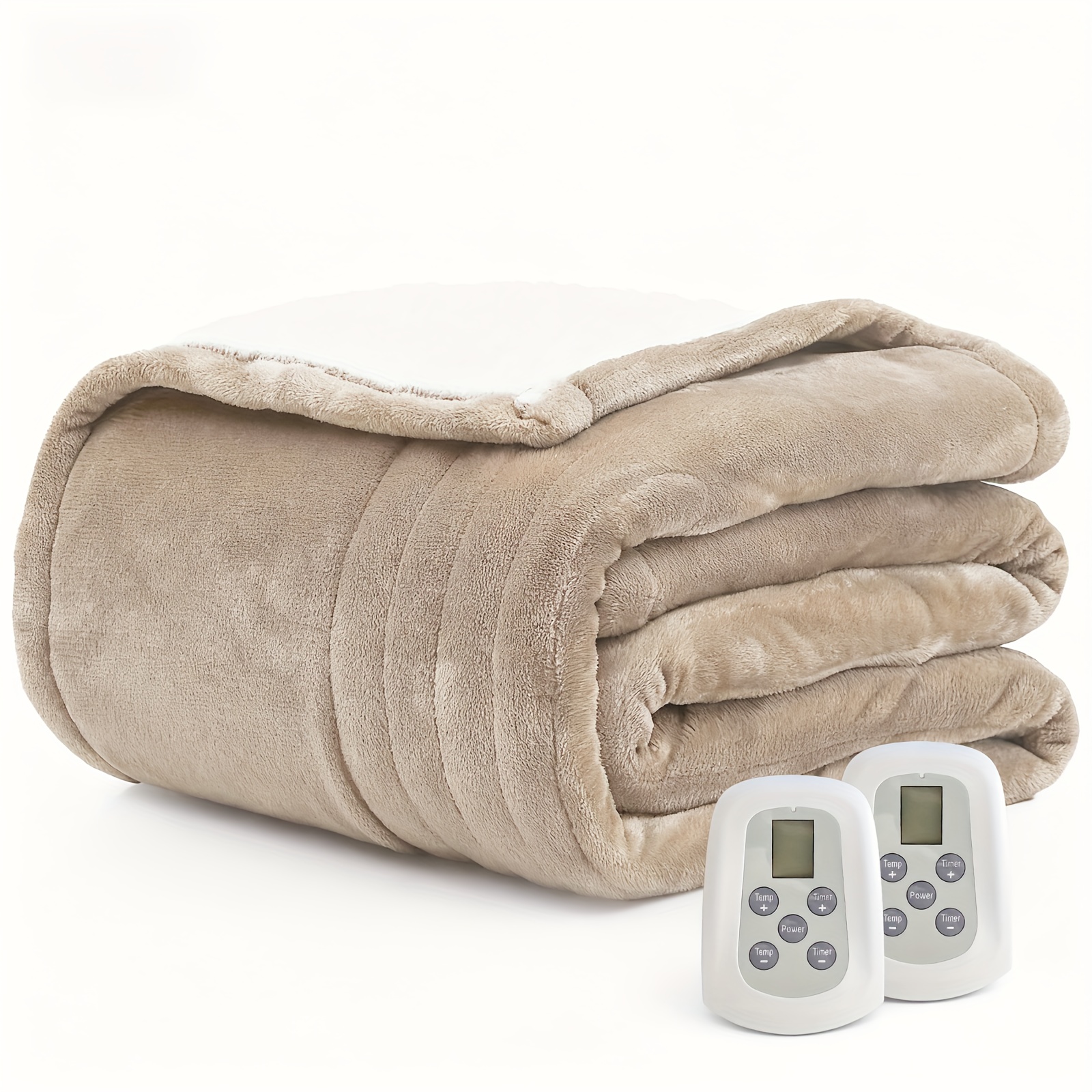 TEMU Electric Blanket Queen, Heated Blanket Queen Size With 10 Heating Levels And 1 To 12 Hours Heating Time Settings, Flannel To Sherpa Reversible,
