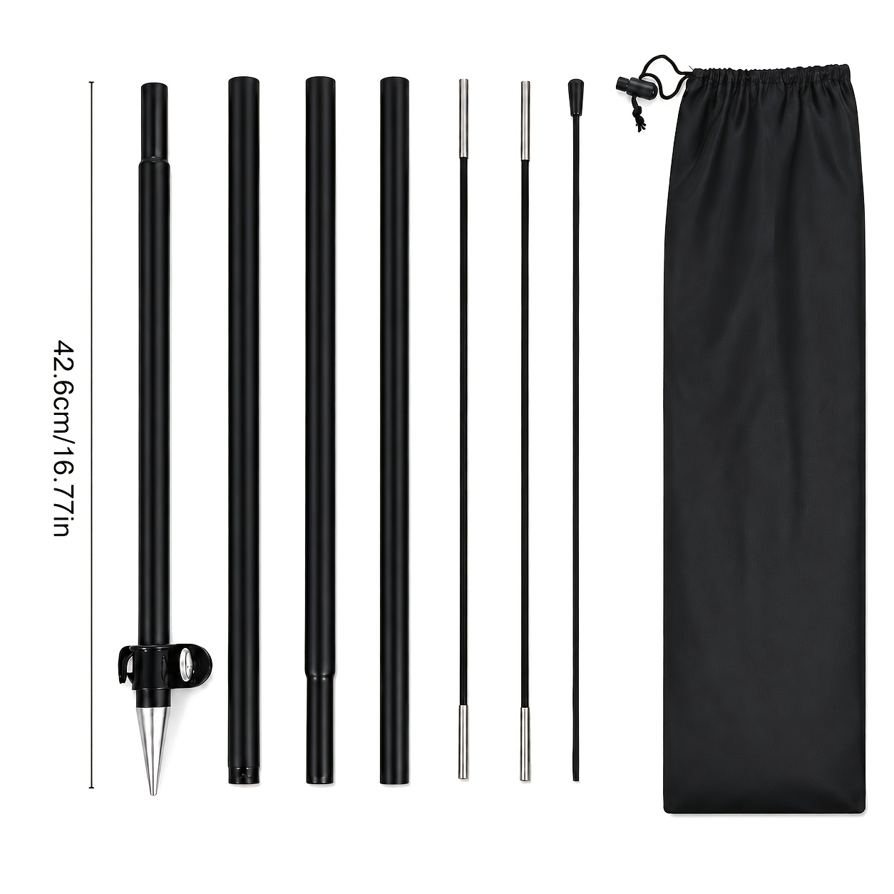 TEMU 1 Set Feather Flagpole Kit, Aluminum Alloy Material + Fiberglass Top Pole, Lightweight And Durable, Includes Ground Stakes, Suitable For .