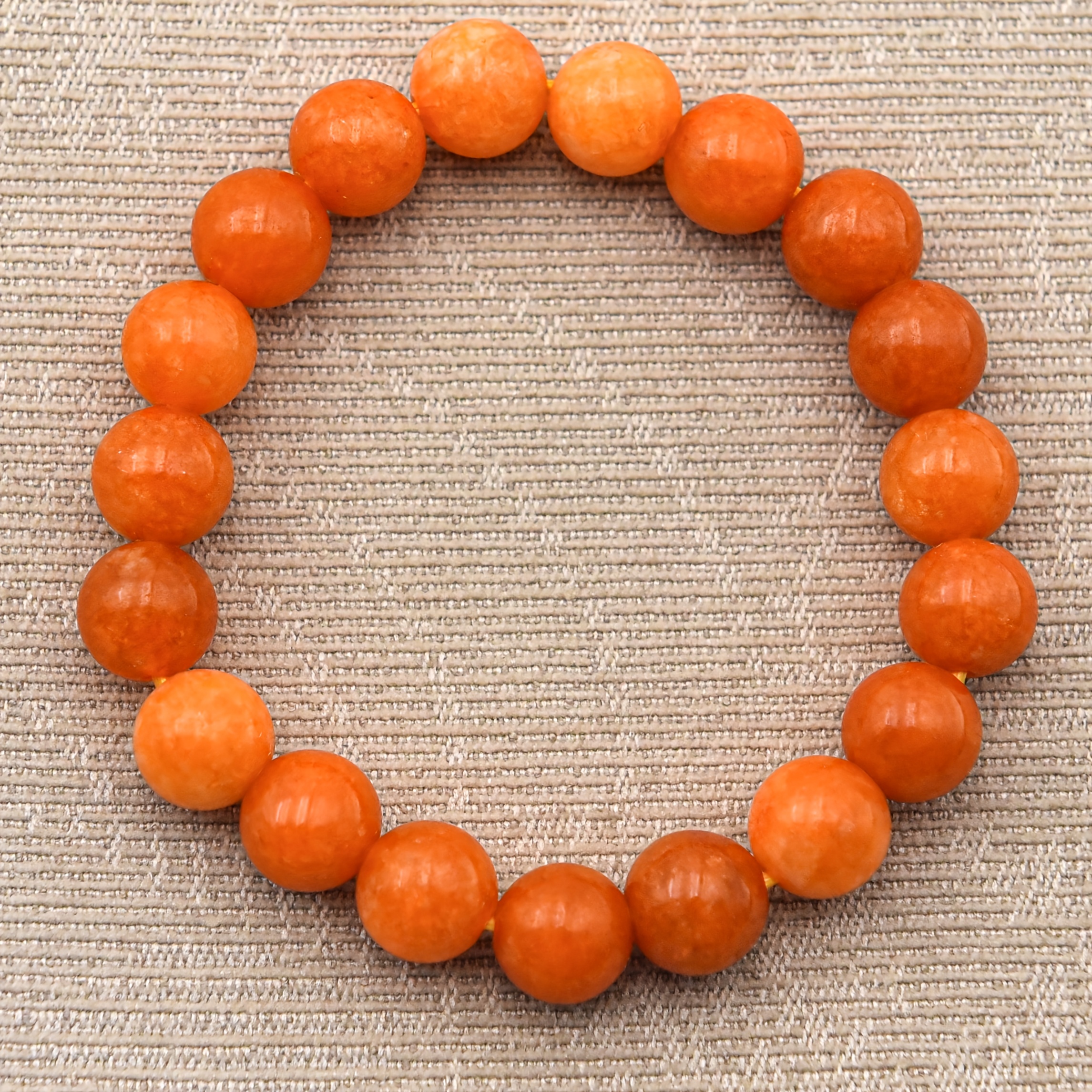 TEMU Elegant Natural Agate Bead Bracelet - July Birthstone Jewelry With Vibrant Orange Beads, Bohemian Style Unisex Jewelry For Casual Attire,