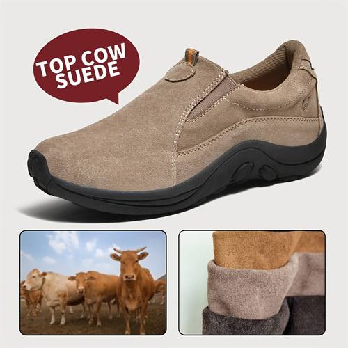 genuine leather casual shoes slip cow suede fabric with non slip premium soles suitable for autumn and winter business casual easy to clean shoes