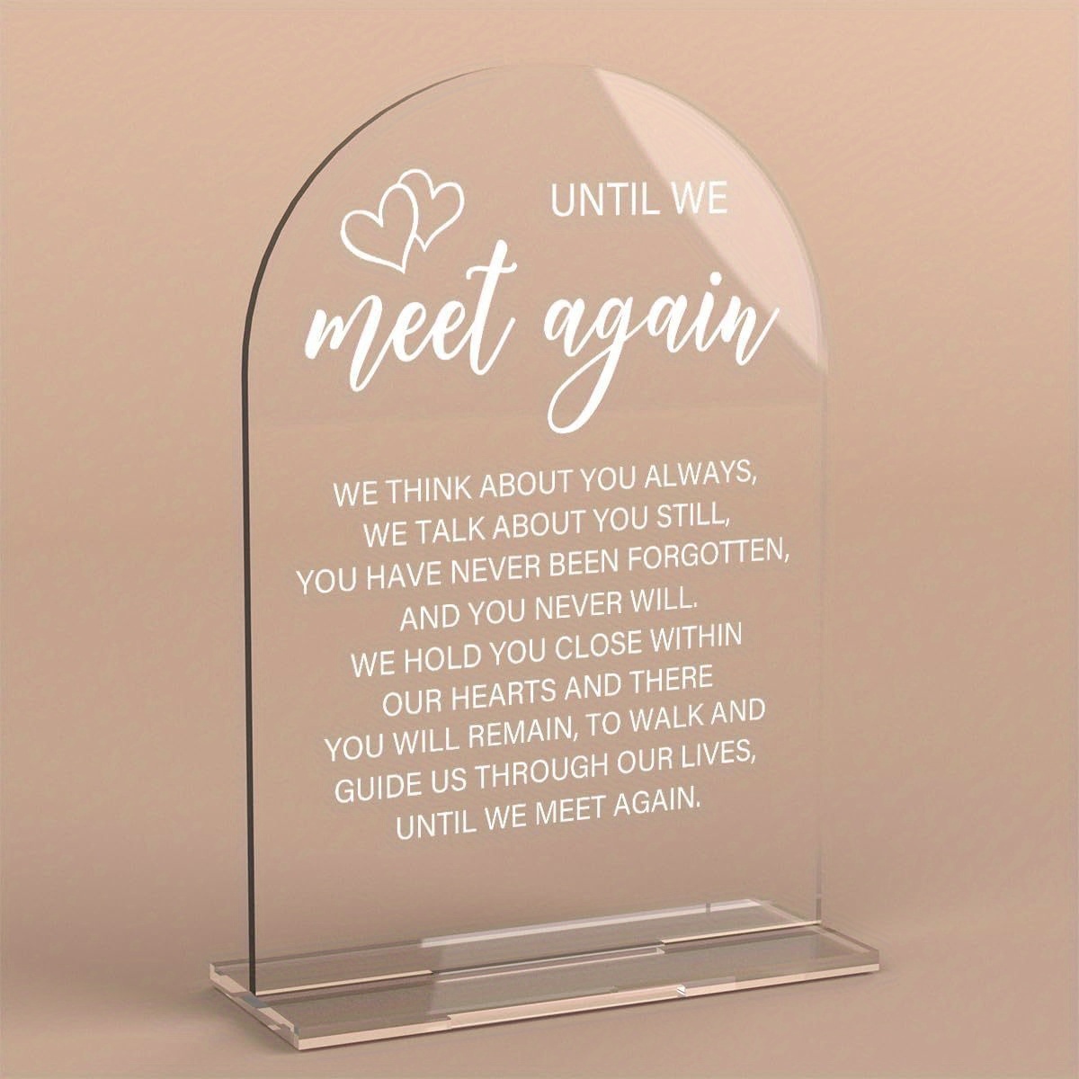 TEMU 2d Flat, Acrylic Memorial Wedding Plaque: With Verse " Again... You Never Came Back. We Clung Tightly... We Met Again.", Perfect For Memorial