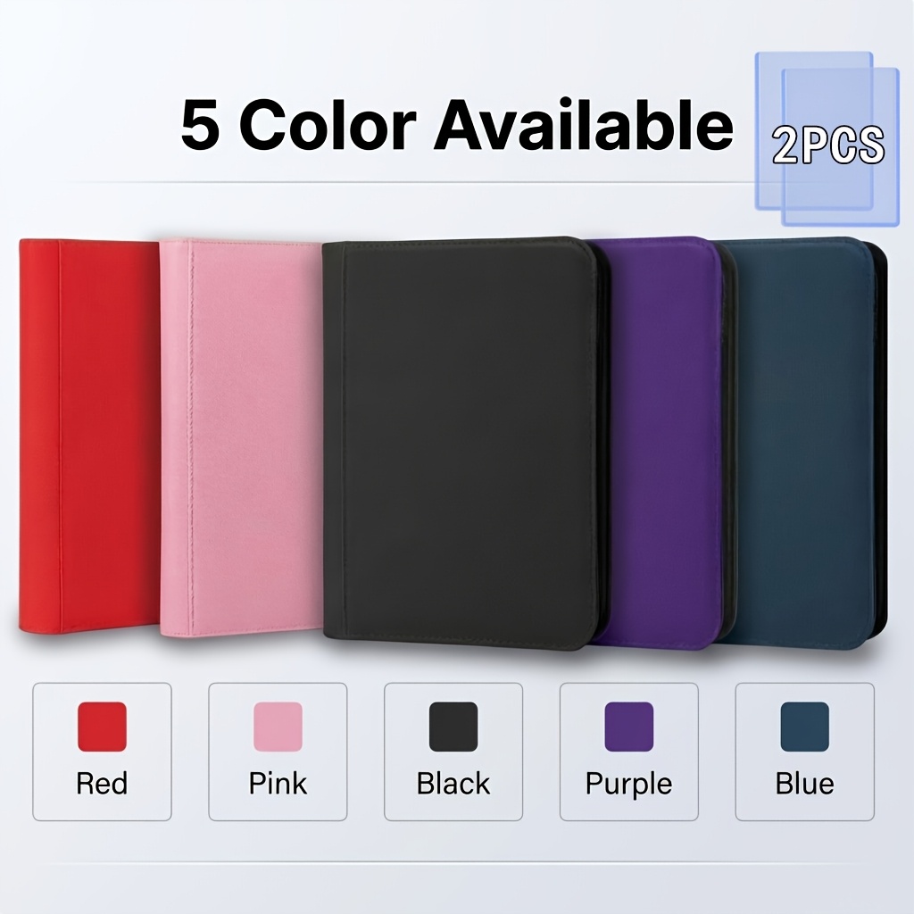 9   card holder album 2pcs card sleeves   in 5 colors double sided fixed inner pages binder photo album trading card binder card storage book for card collection and storage game card holder