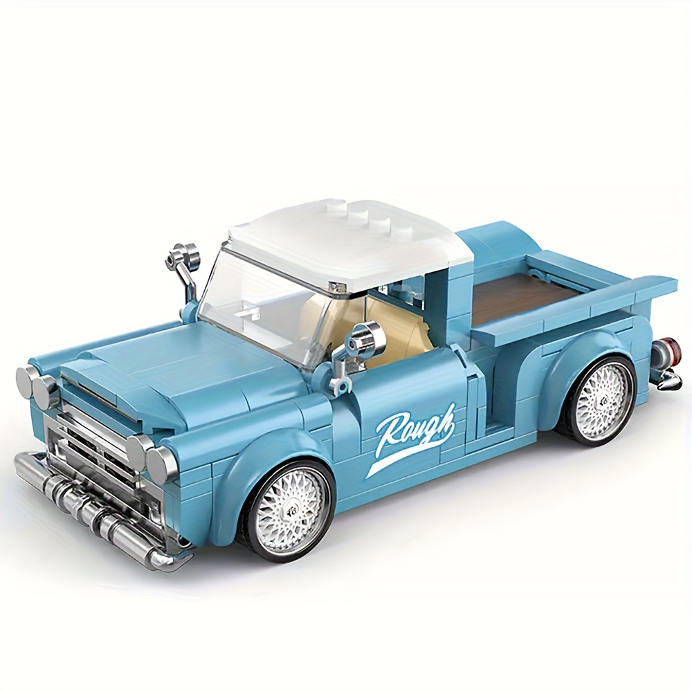 E-shop Pickup Truck Baustein-Set, Reise-Campingfahrzeug mit Container-Modell, Hobby--Display für Erwachsene, Geschenk für Montage-Enthusiasten, cooles
