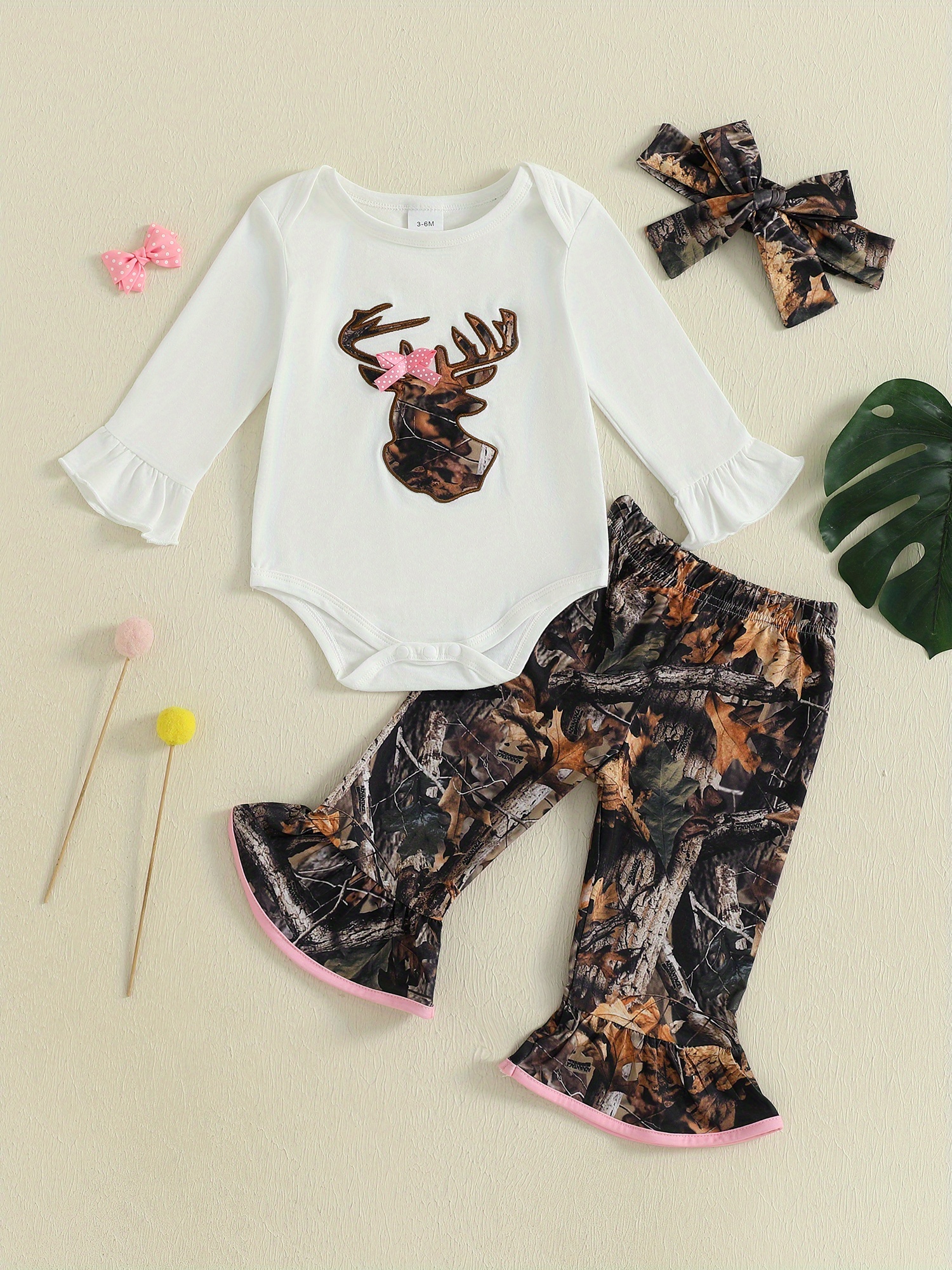 baby girl deer hunting outfit long sleeve reindeer pattern Temu