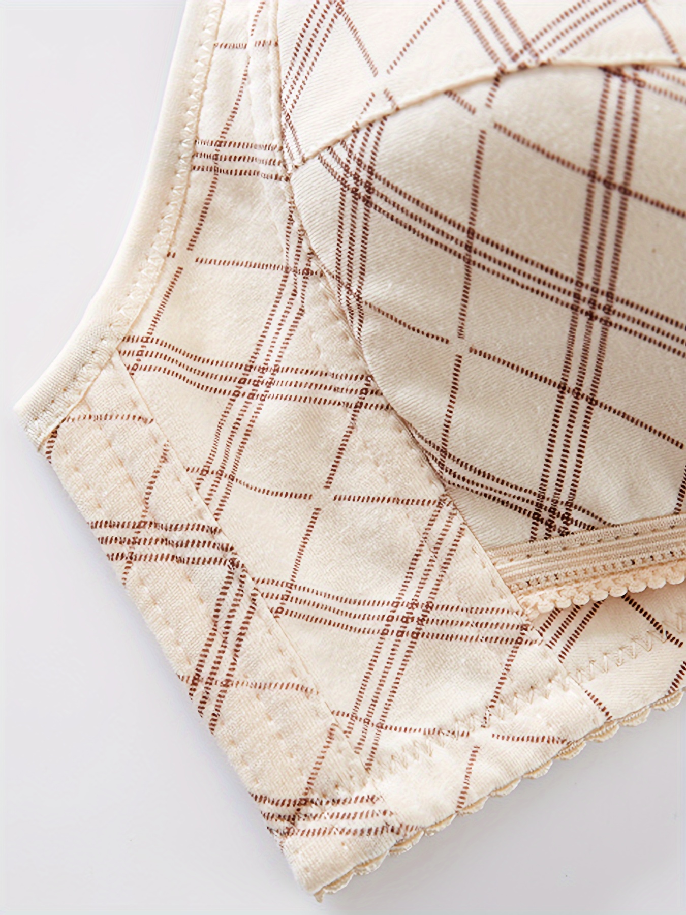 Elegant Plaid Nursing Bra for Women, Medium Stretch Polyamide Blend, Non-Removable Padding, One-Handed Buckle, Adjustable Jacquard Straps, No Underwire, Medium Support, Knit Fabric, Lightly Lined - 1 Pack