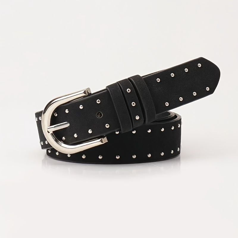 TEMU Belt For Women With Beads In Western Style, Pu Leather Belt With Trendy And Simple