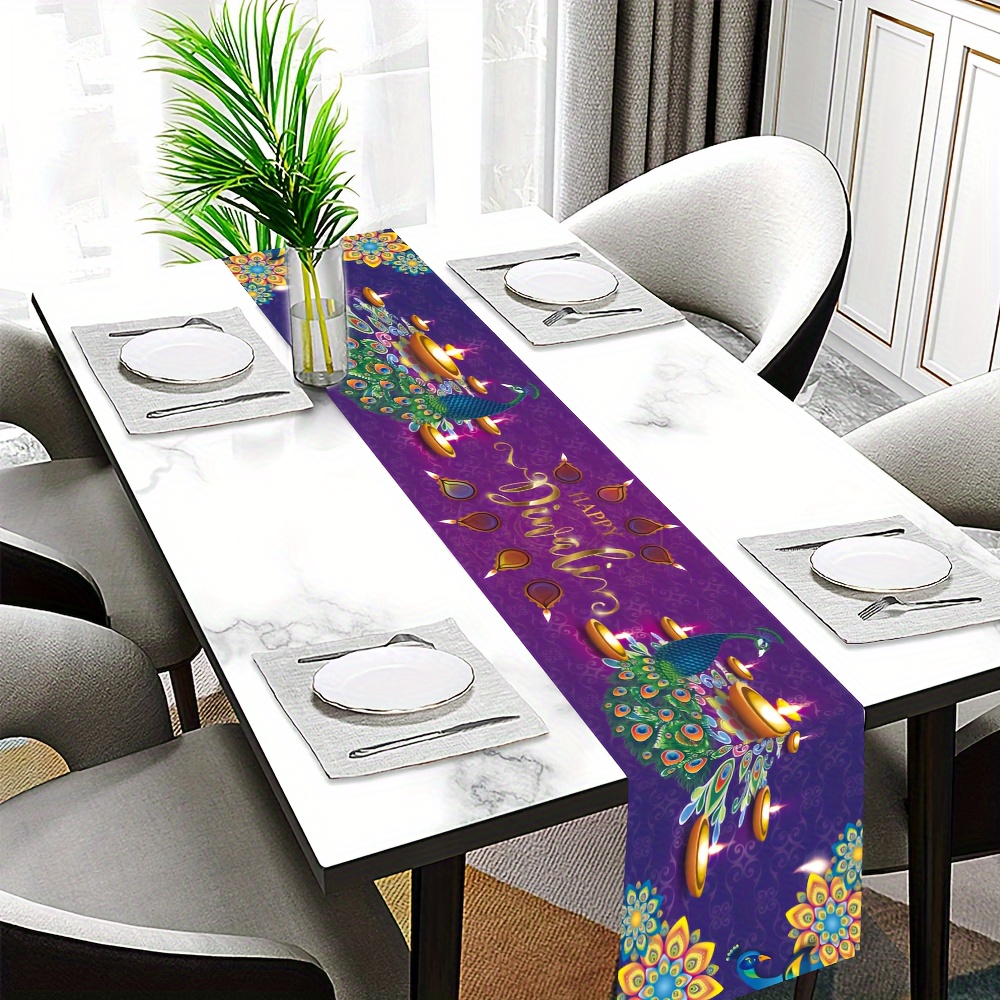 

Diwali Table Runner 1pc - Polyester Decorative Flag For Indoor & Outdoor, Multipurpose Festival Party Decoration, No Electricity Needed, Lighting Celebration Accessory - 180cm X 35cm