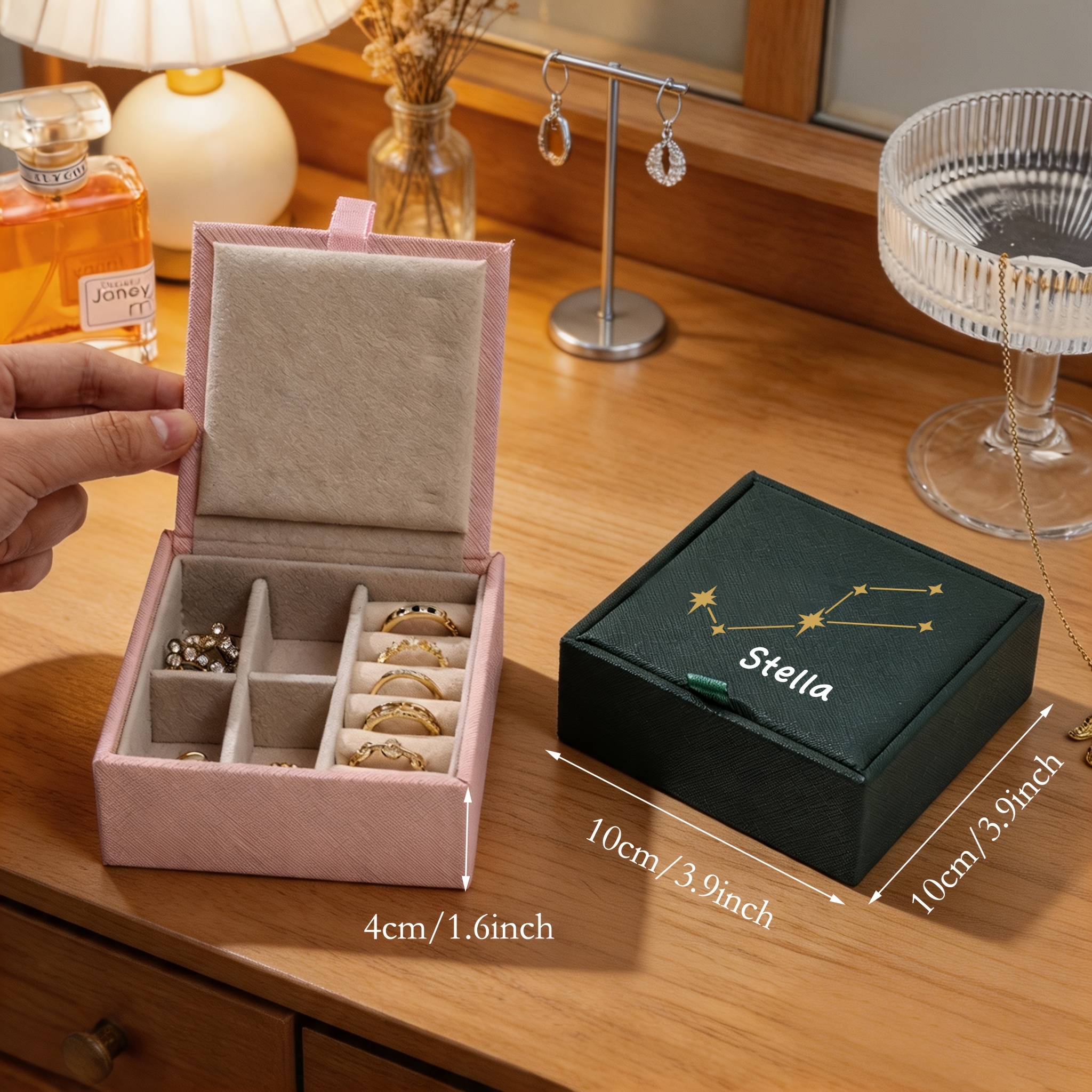 Personalized Travel Jewelry Storage Box, Customizable Gift for Women