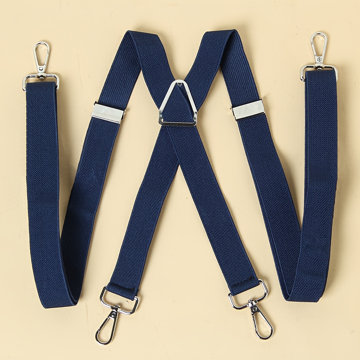TEMU 1 suspender para hombre de 4 ganchos, color sólido, elástico, ajustable en , estilo en X