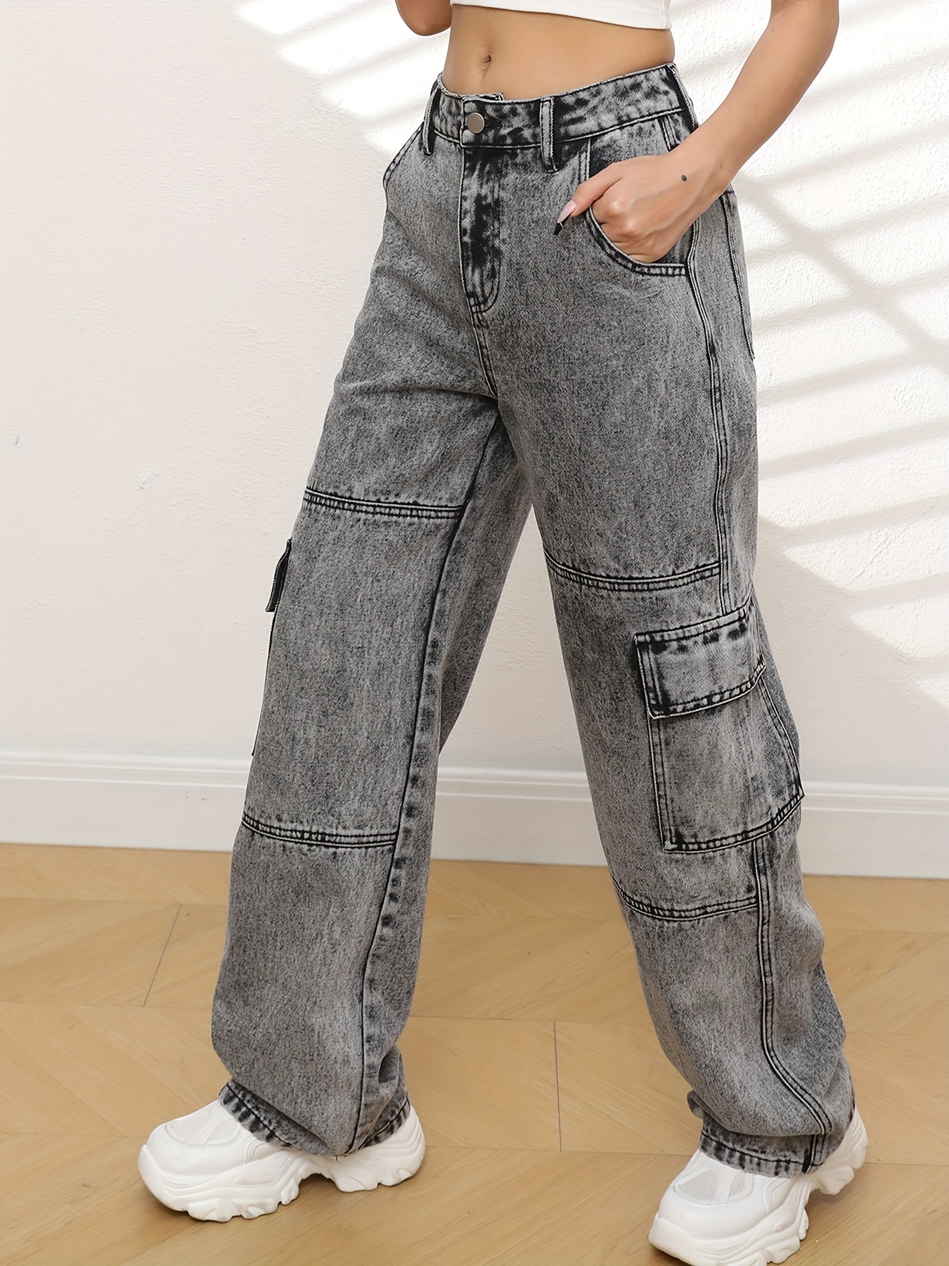 Pantalon Jean Suelto Para Mujer Jean Wide Leg De Tela Liviana Para