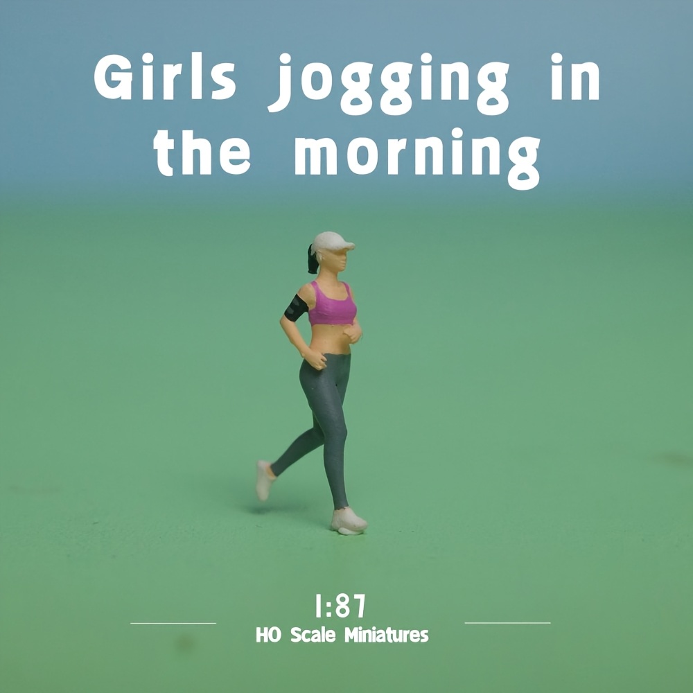 Image of 1pc Of 1/87 Scale Miniature Model Featuring Girls Jogging In The Morning, Perfect For Landscapes, Imaginative Scenes, Miniature Scene Arrangements, And Macro Photography