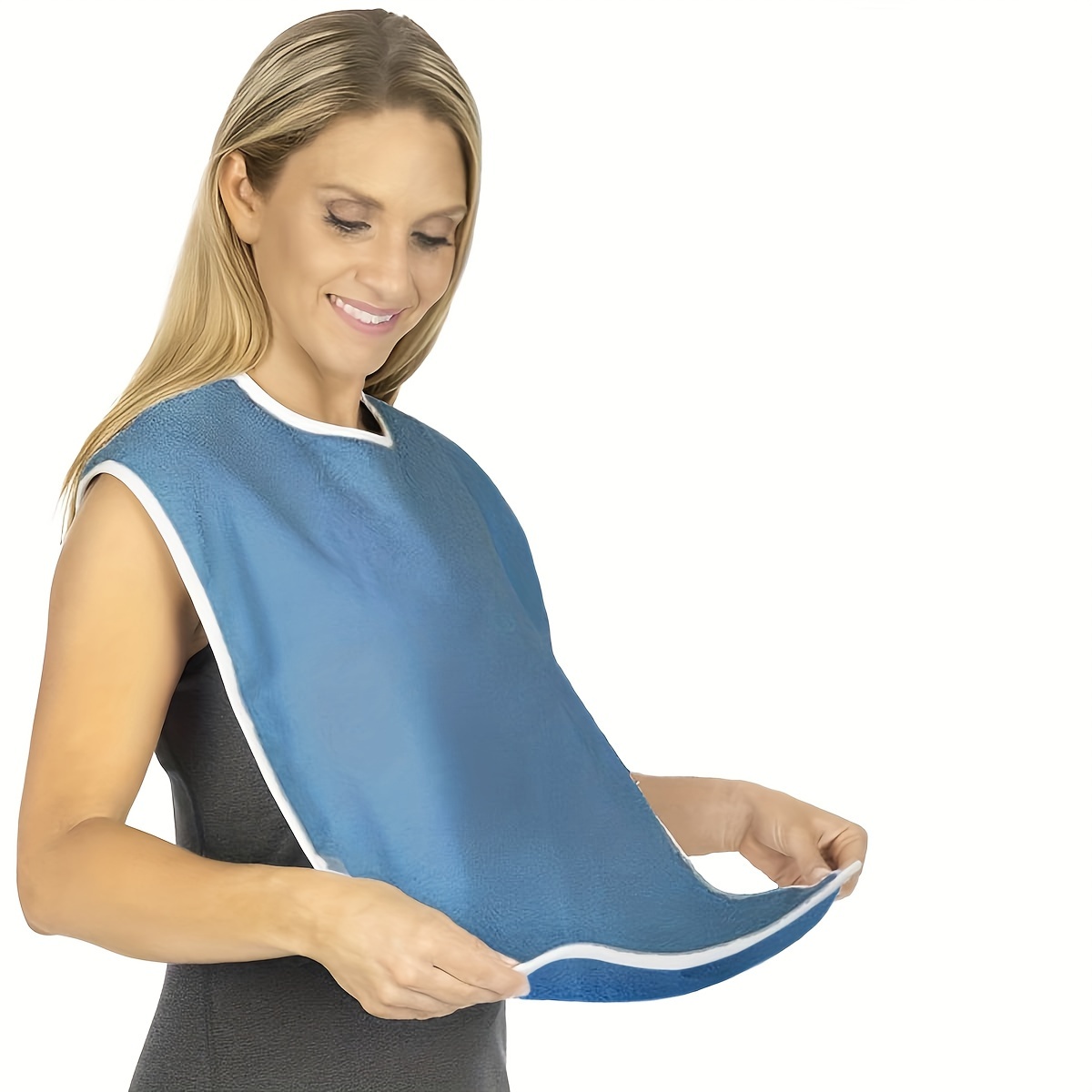 1pc or 4pcs Light Blue Adult Bibs - Adjustable, Machine Washable Polyester Dining Cloth for Elderly Care, Design for Men and Women