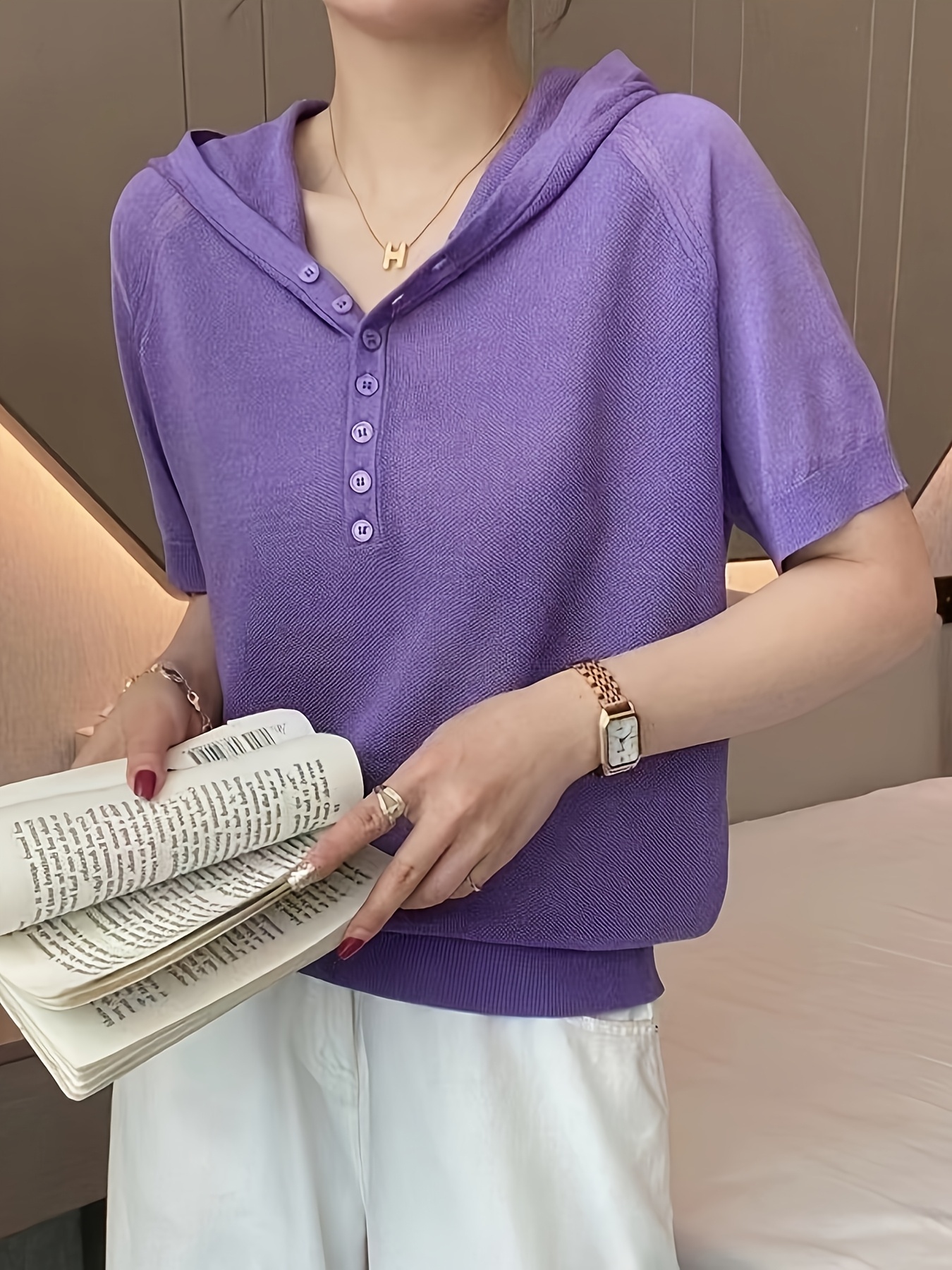 maglietta donna cappuccio a maniche corte vestibilità Temu Italy