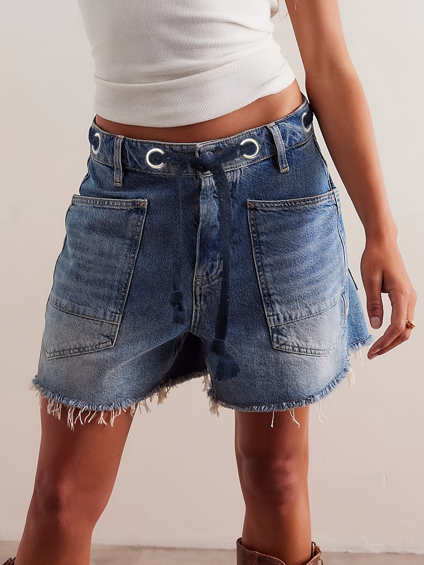 Jeans Pantaloncini Donna Stripe Corto Pantaloni Pantaloncini Estivi