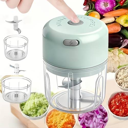 electric mini food processor is a portable usb rechargeable electric garlic chopper cordless garlic chopper and meat vegetable cutter designed for slicing food and chopping chili vegetables and nuts