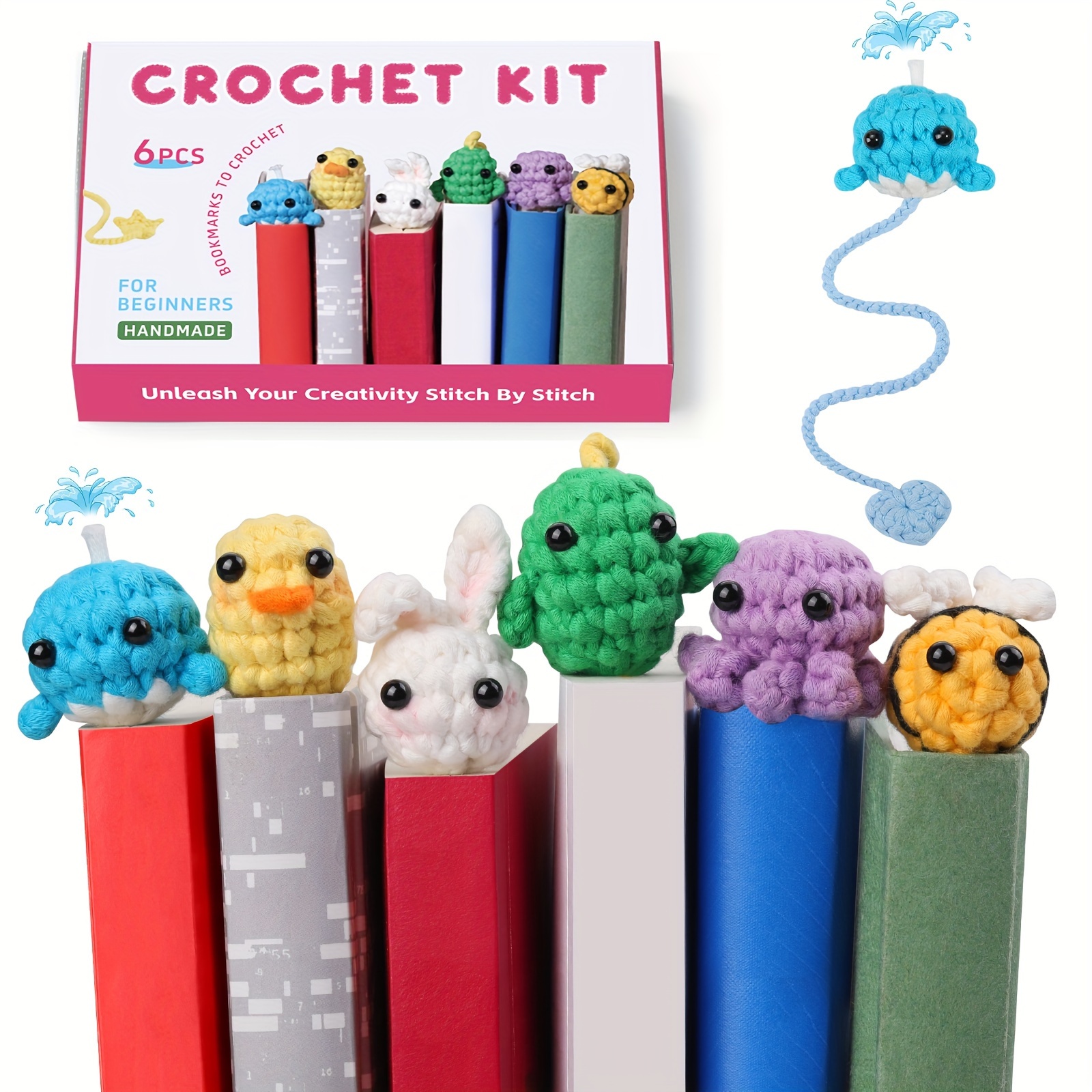 

Pniene Crochet Kit For Beginners, Animal Bookmarks Craft Set, Diy Knitting Pack With Video Tutorials, Random Color Fabric, Supplies