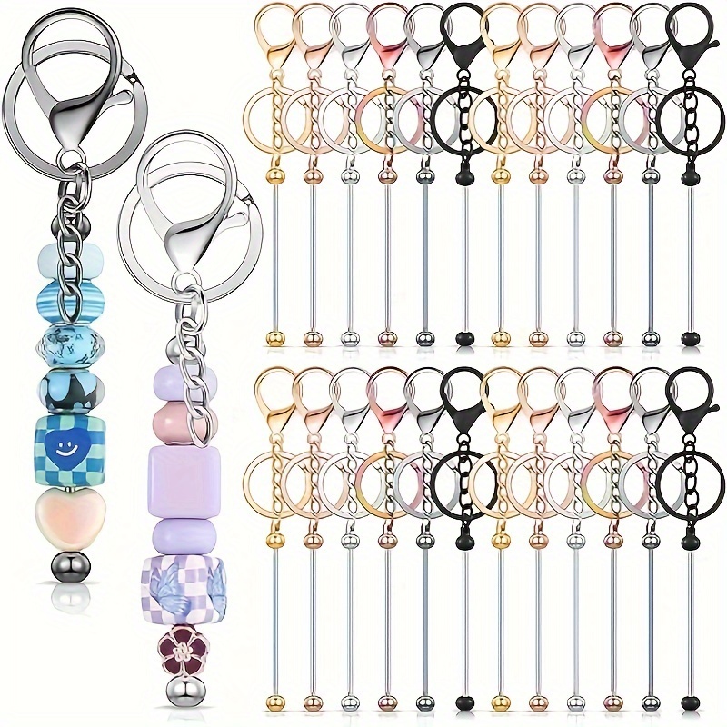 

24 Pcs Beadable Keychain Set - Diy Key Ring Findings, Iron Material, Versatile Jewelry Craft Supplies, Decorative Charm Keyring Kit