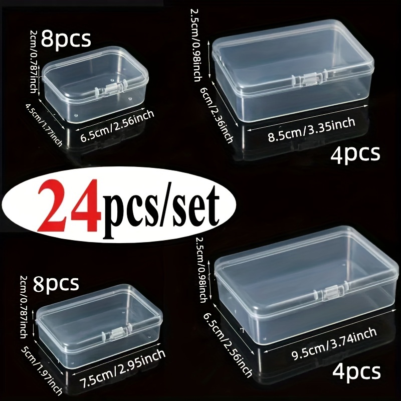 TEMU 24pcs Transparent Storage Box Set - Mini Plastic For Jewelry, Crafts & Small Items Organization