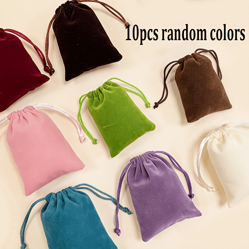 TEMU 10pcs Plush Velvet Jewelry Pouch Set | Assorted Colors | Gift Bags | Small Drawstring Gift Pouches In 14 Colors, Mini Jewelry Bags, Suitable For