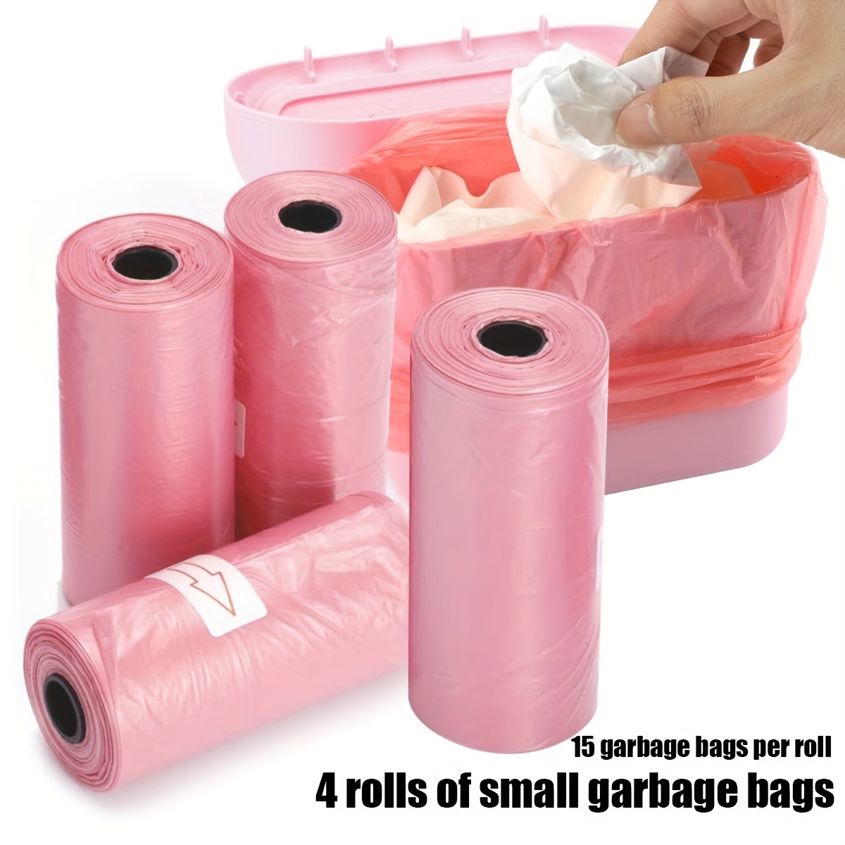 

4 Rolls Of Small Garbage Bags - 60 Bags Per Roll, Suitable For Car Trash Cans: To Messy Garbage