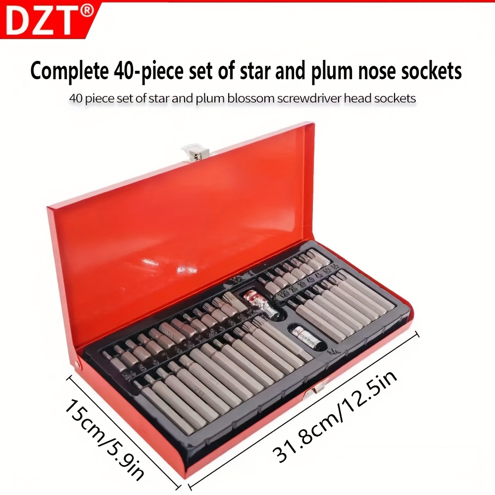 E-shop 40-teiliges Chrom-Vanadium-Stahl-Steckschlüssel-Set, erhältlich in 12-Kant, 6-Kant und 6-Kant-Kopfgrößen, inklusive 1/2- und