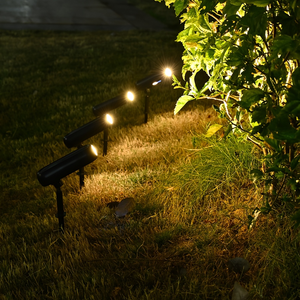 E-shop 4 Stück, Outdoor Solarstrahler, Landschafts- Rasenstrahler, Gartenbaumlicht, 1200mAh Akku, 2 Beleuchtungsmodi, Boden- Wandmontage, geeignet für