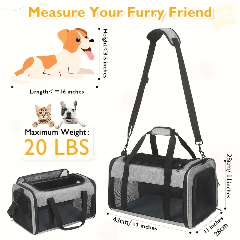 Portable Pet Travel Bag With Breathable Mesh Windows, Foldable Soft Carrier With Adjustable Strap, For Daily Commuting And Weekend