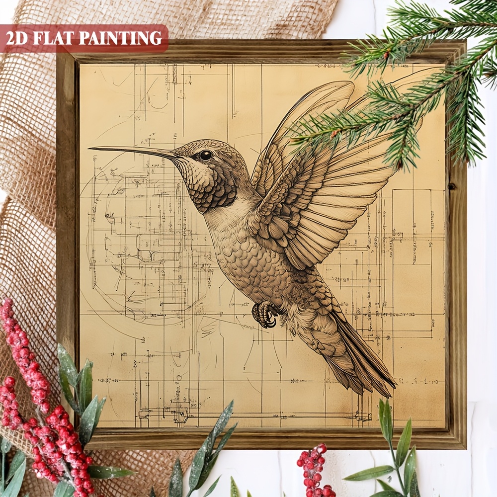 TEMU Panneau en bois plat 2D - 8X8 pouces avec motif d'art de de , 1 pièce, décoration murale de design d'oiseau, parfait , , de bain, ou de ferme et