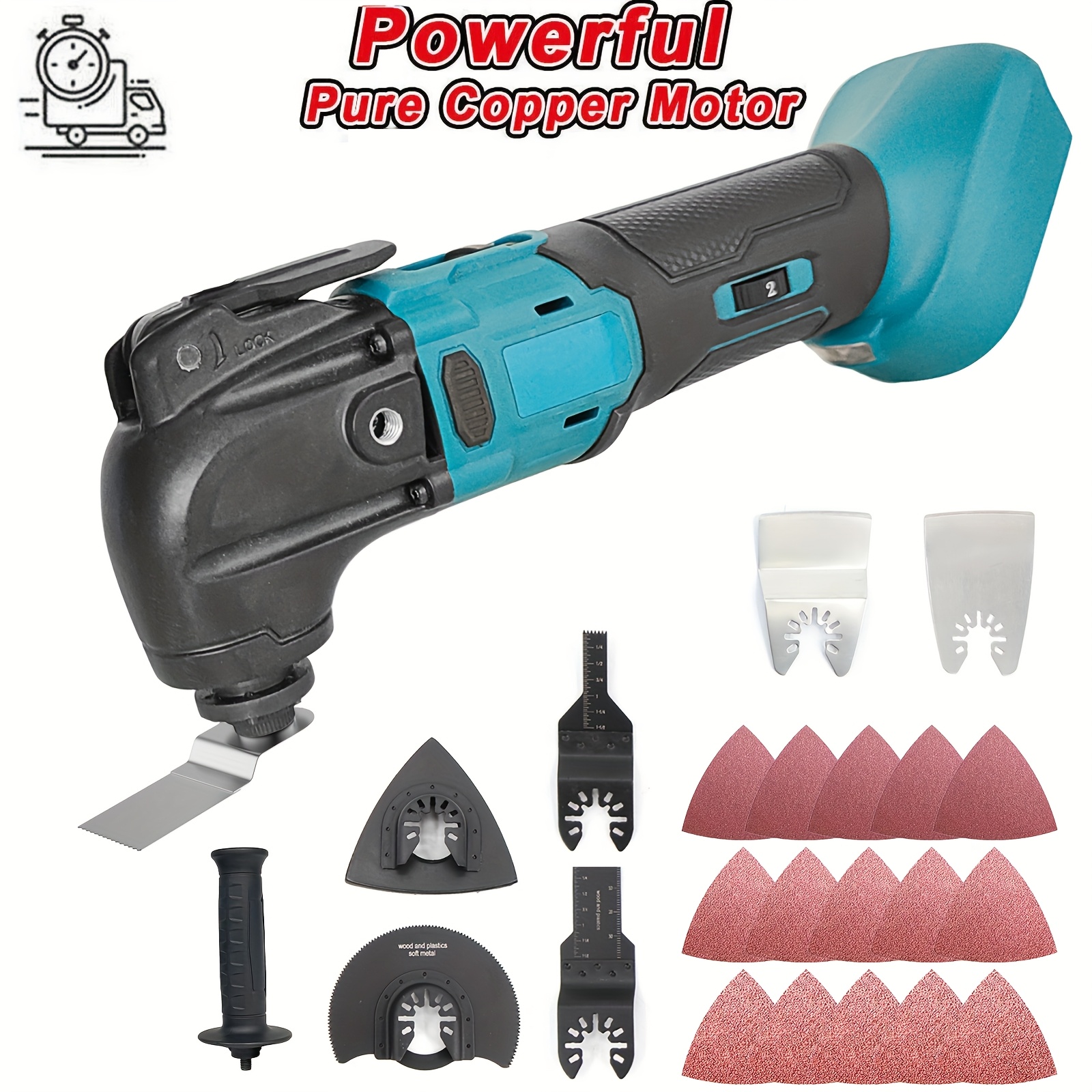 Image of 24000rpm Oscillating Multi-tool Compatible With Makita 18v Battery (no Battery Included), Cordless Speed Sander, Brushless Swinging Shovel Kit For Removing, Scraping, Grinding