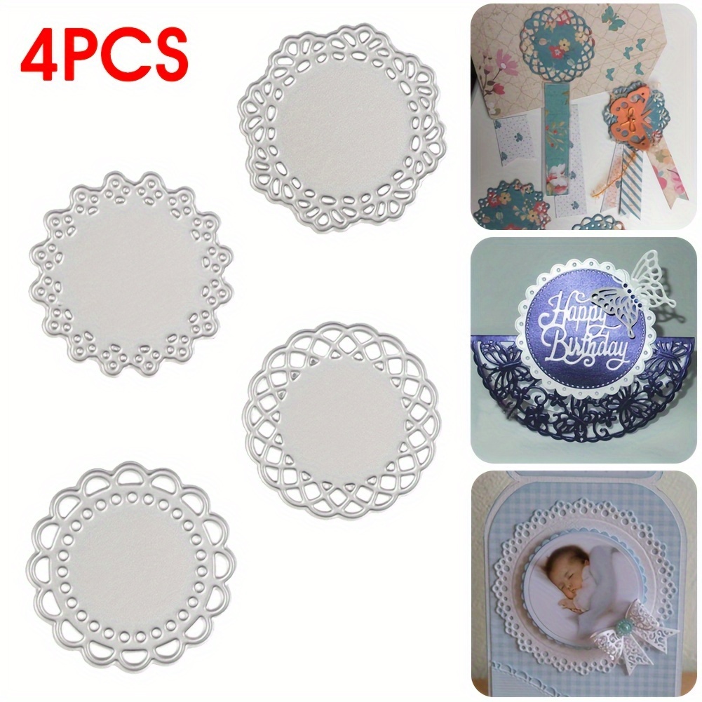 

4pcs 2024 Metal Cutting Die Stencils, Cutting Dies For Paper Card Making Scrapbooking Diy Cards Photo Album Craft Decorations, Lace Edge Die Cuts