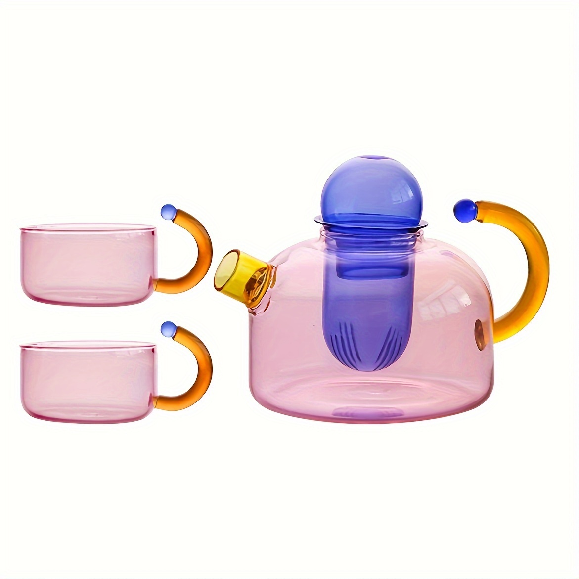 TEMU Théière 1 pièce en verre aux hautes températures à de couleur avec à thé, pour séparer les feuilles de thé et infuser . Convient pour les