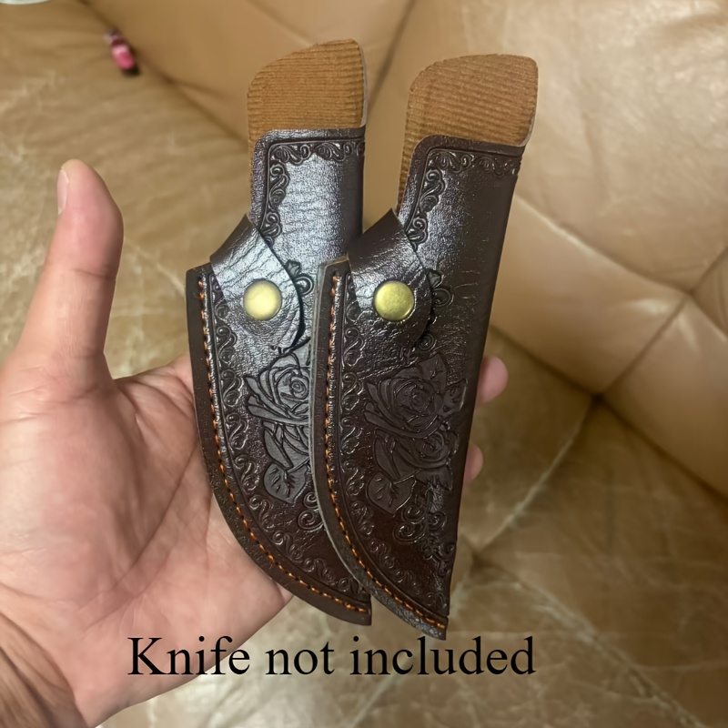 Image of Set Of 2 Common Chef Knife Sheaths With Rose Print Pattern, Sturdy And Durable, For Outdoor Hunting, Knife Protection, Knives Not Included