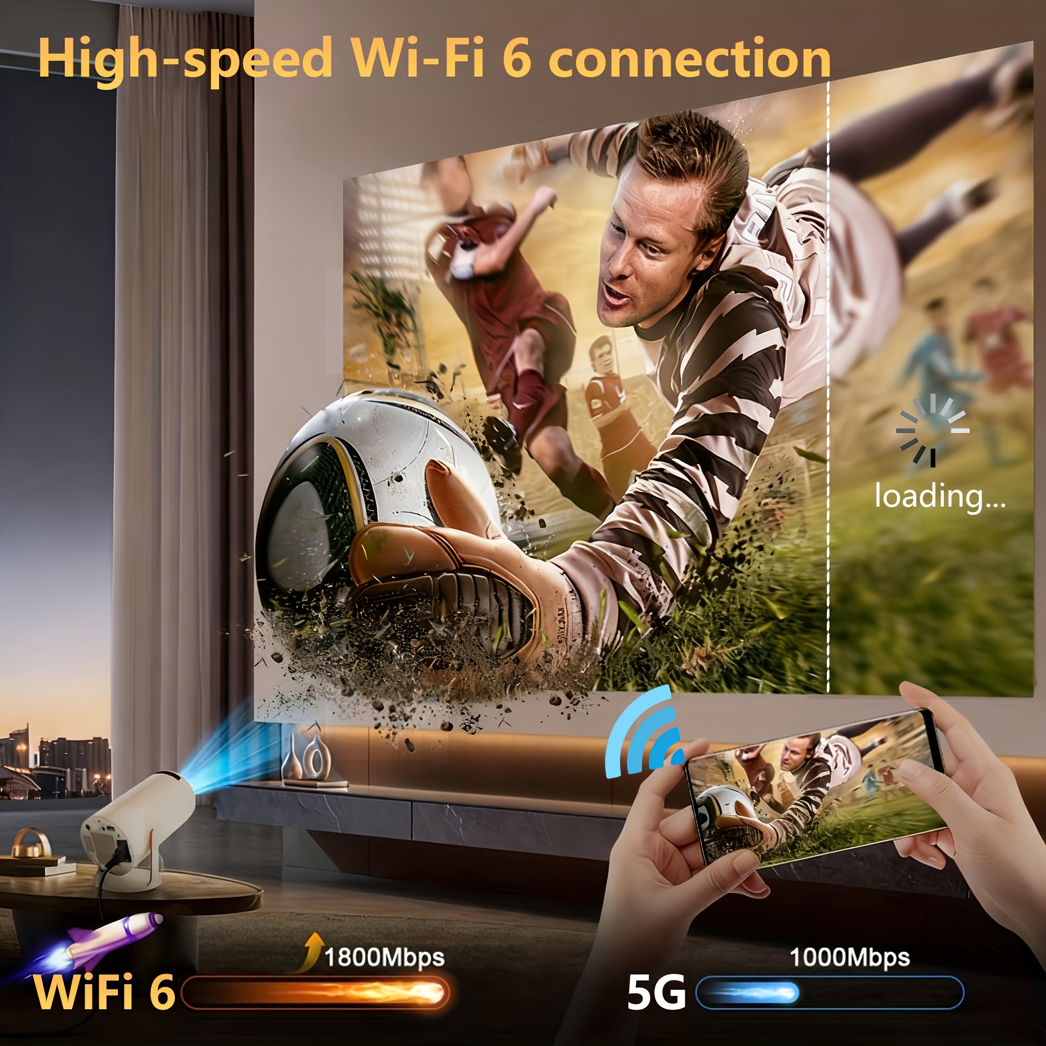 2026 Neuer Heimkino-Film Mini-Projektor | Android 11.0 System, 4K Projektor mit WIFI 6 und BT 5.2, 4K Dekodierung, Lokale 1080P, Smart Projektor mit Auto Keystone, Kompatibel mit Telefon/Laptop/TV Stick, Heimkino-Ansicht, Tischmontage, 3D-fähig