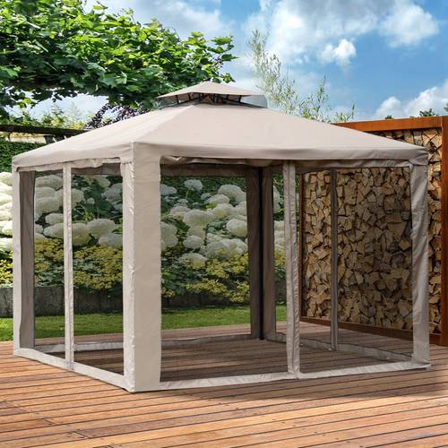 item picture patio gazebo outdoor 2 tire roof canopy shelter brown