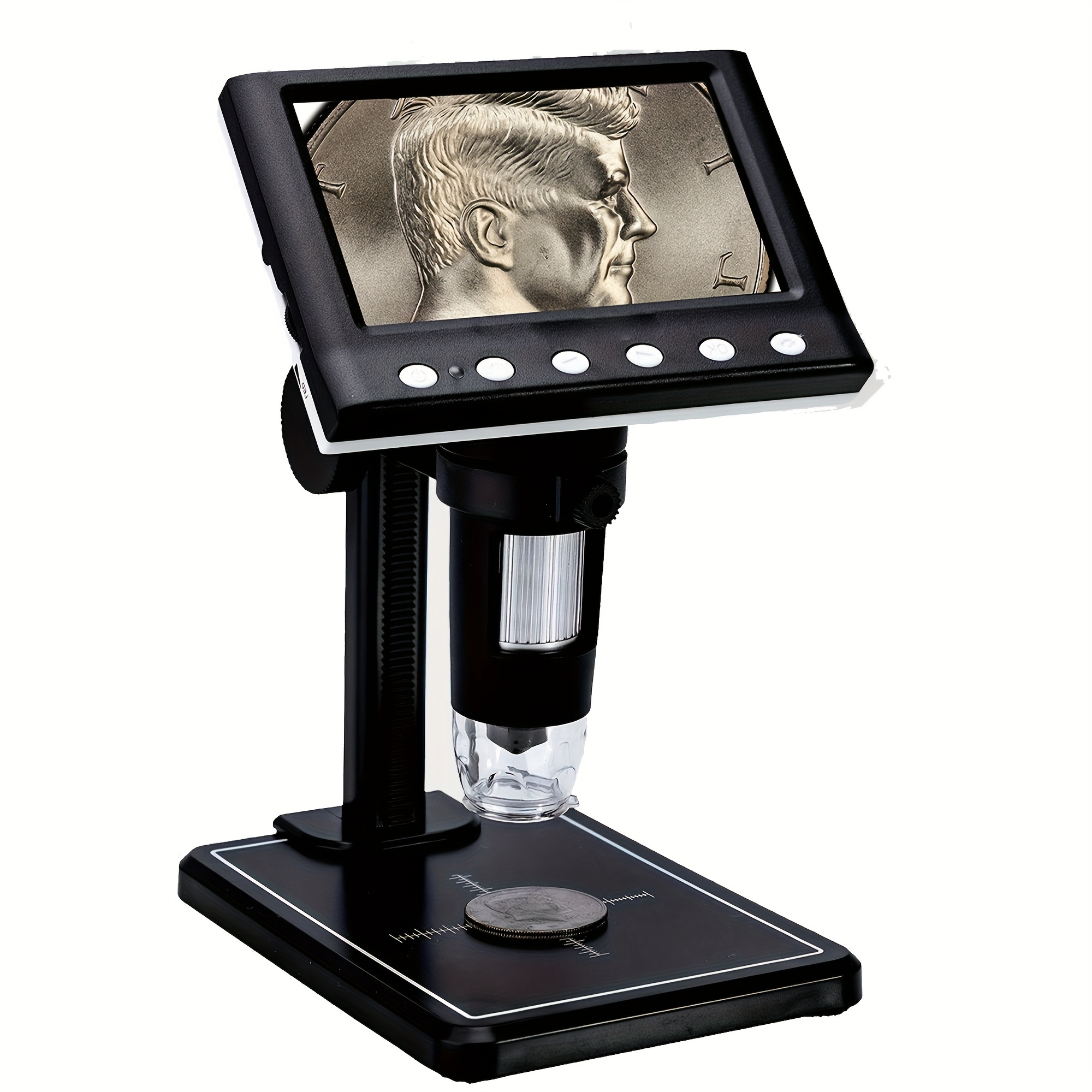 

4.3" Coin Microscope - Dm7 Lcd Digital Microscope 1000x, 1080p Usb Coin Magnifier For Error Coins With 8 Adjustable Led Lights, Pc View, Compatible With Windows