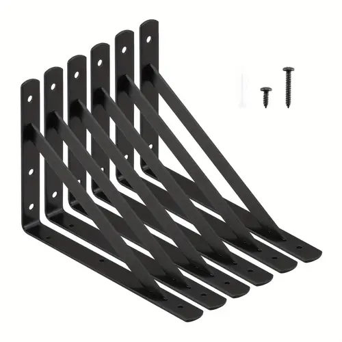12 x 8 inches shelf brackets heavy duty 90 degree wall mounted angle l floating shelf bracket 6 pack black