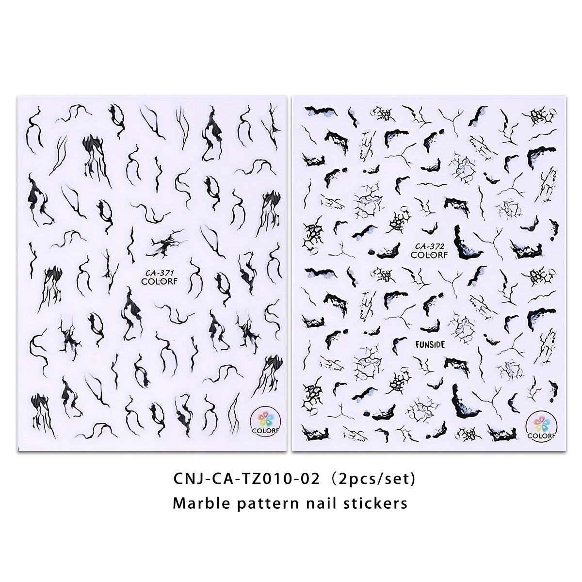 2pcs Marble Pattern Nail Sticker Set, Disposable Self-adhesive Backing For Diy Nail Decoration