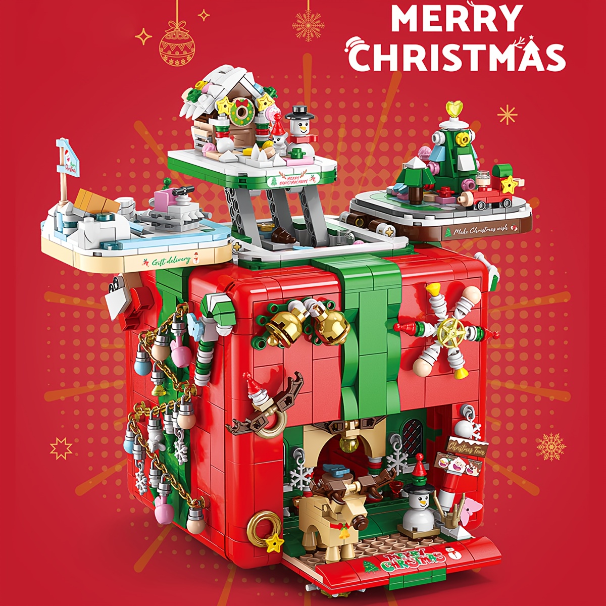 Image of Christmas Building Blocks Set - Construction Openable Box Toy For Home Decor, Perfect Gift For Birthdays,halloween & Christmas, Suitable For Children Aged 6 And Above