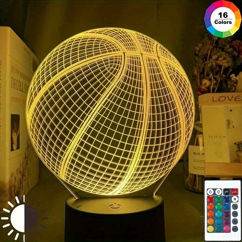 

A Remote-controlled Night Light With A 3d Basketball Pattern, A Creative Home Decoration Night Light.