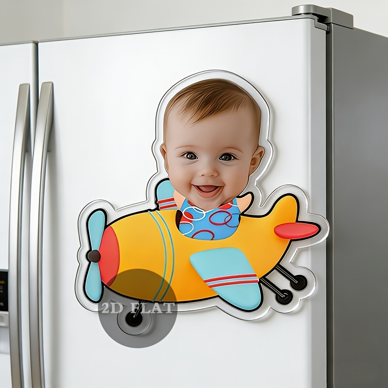 TEMU [customized]personalized Baby Driving Creative Portrait Acrylic Refrigerator Magnet, Cute Baby Photo Custom Magnetic Sticker, Cartoon