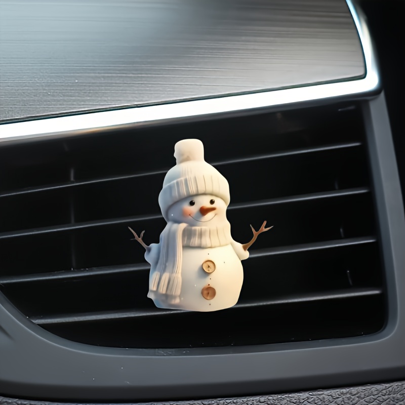 TEMU 1pc Cute Snowman Pattern Car Air Vent Clip Freshener With Scent Balm/tablet/stick, Acrylic Car Vent Decor Clip, Aromatic Auto Interior Accessory