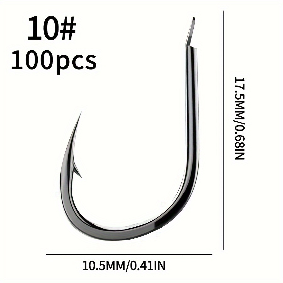 Image of 100pcs Box, Black-bright Carbon Hooks, Asian Carp Hooks, Barbed, Corrosion-resistant With Strong Tensile Strength, Small Fishing Tackle Accessories