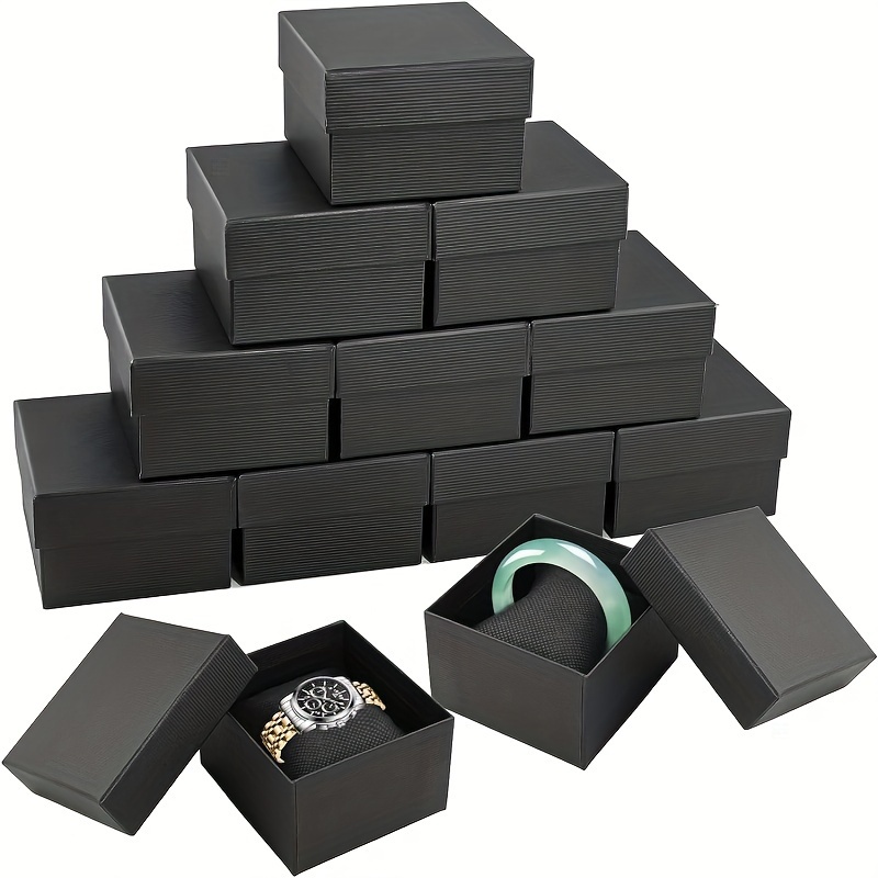 

Elegant Black With Pillow Inserts: Perfect For Jewelry Display And Storage - Suitable For Watches, Rings, And Earrings - 8.6x8x5.2cm Rectangular Design