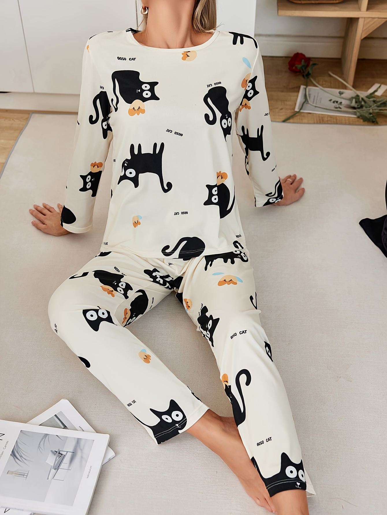 Pyjama Femme INSFITY - Robe De Nuit Col Rond Manches Courtes