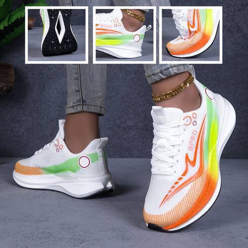 womens multicolor casual sneakers breathable sneakers with thick soles walking running perfect gift for fashion lowtop walking shoes non slip wear resistant fabric lined fashionable footwear for suitable for casual wear
