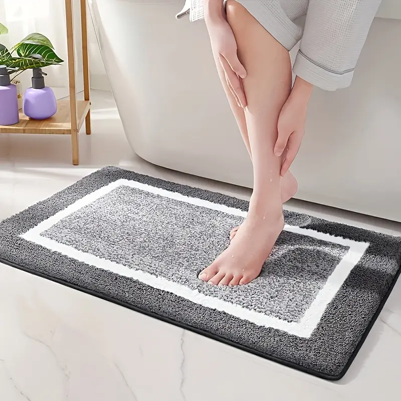 1pc thick and soft fleece bathroom carpet absorbent and non slip mat bathroom decoration and accessories bathroom thick mat absorbent mat household and non slip bathroom floor mat Product details 1