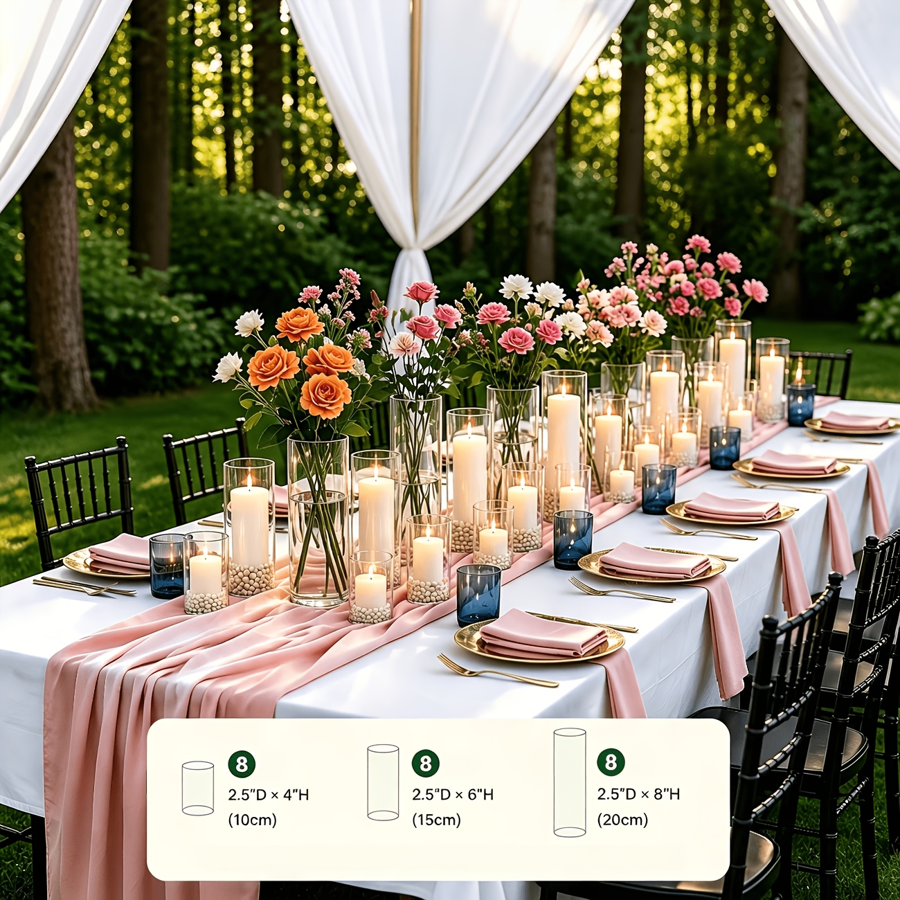 24pcs Cylinder Glass Vases for Centerpieces